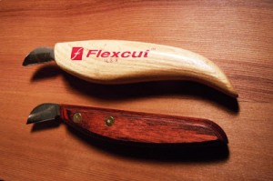 Two of my favorite chip carving knives are the Wayne Barton and Flexcut knives pictured above. 
